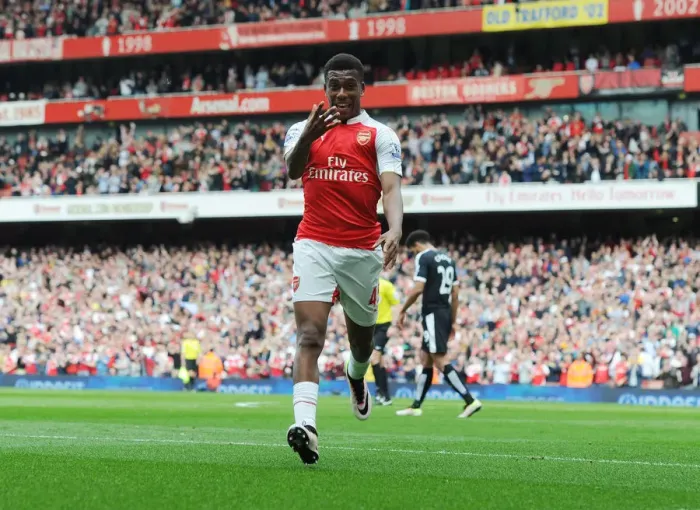 Framed Print : Alex Iwobi Scores His Second Goal: Arsenal's Victory Against Watford (April 2016) Framed Print : Alex Iwobi Scores His Second Goal: Arsenal's Victory Against Watford (April 2016)