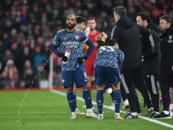 Alex Lacazette in Action: Liverpool vs Arsenal - Carabao Cup Semi-Final First Leg