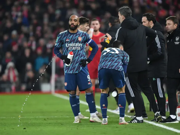Framed Print : Alex Lacazette in Action: Liverpool vs Arsenal - Carabao Cup Semi-Final First Leg