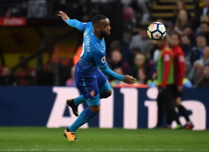 Framed Print : Alex Lacazette in Action: Watford vs Arsenal, Premier League 2017-18