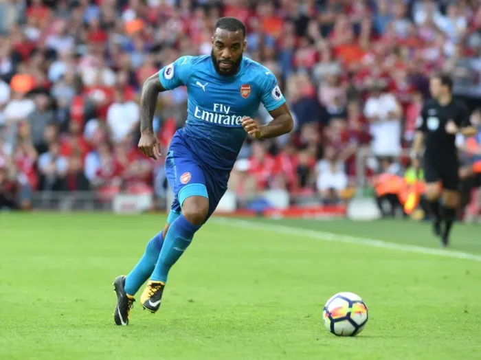 Framed Print : Alex Lacazette Faces Liverpool: Premier League Showdown 2017-18