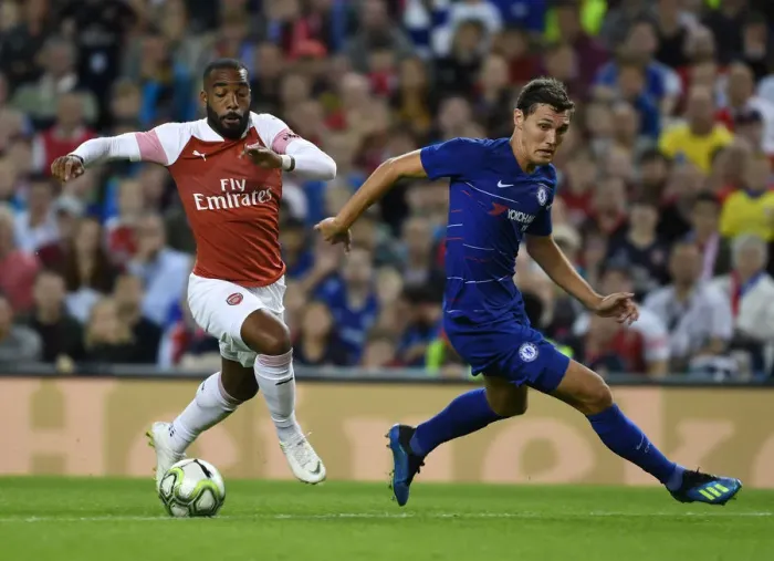 Framed Print : Alex Lacazette Outsmarts Andreas Christensen: Arsenal's Pre-Season Victory Over Chelsea, Dublin 2018