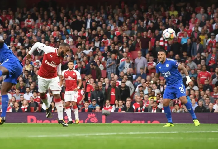 Framed Print : Alex Lacazette Scores First Arsenal Goal of 2017-18 Season vs Leicester City Framed Print : Alex Lacazette Scores First Arsenal Goal of 2017-18 Season vs Leicester City