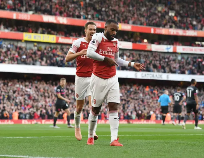 Framed Print : Alex Lacazette Scores First Goal: Arsenal vs Everton, Premier League 2018-19 Framed Print : Alex Lacazette Scores First Goal: Arsenal vs Everton, Premier League 2018-19