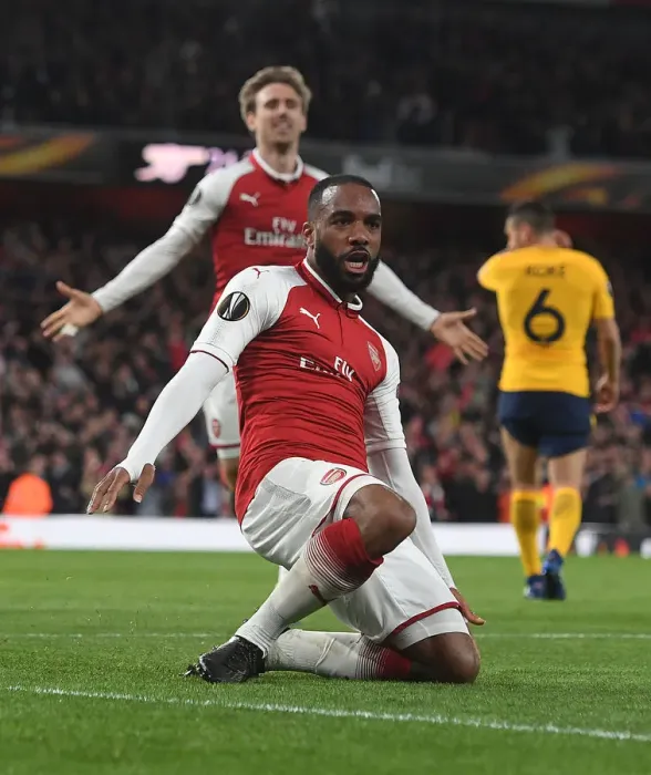 Framed Print : Alex Lacazette's Goal: Arsenal vs Atletico Madrid - UEFA Europa League Semi-Final