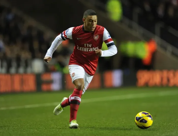 Framed Print : Alex Oxlade-Chamberlain (Arsenal). Reading 2: 5 Arsenal. Barclays Premier League. Madejski Stadium