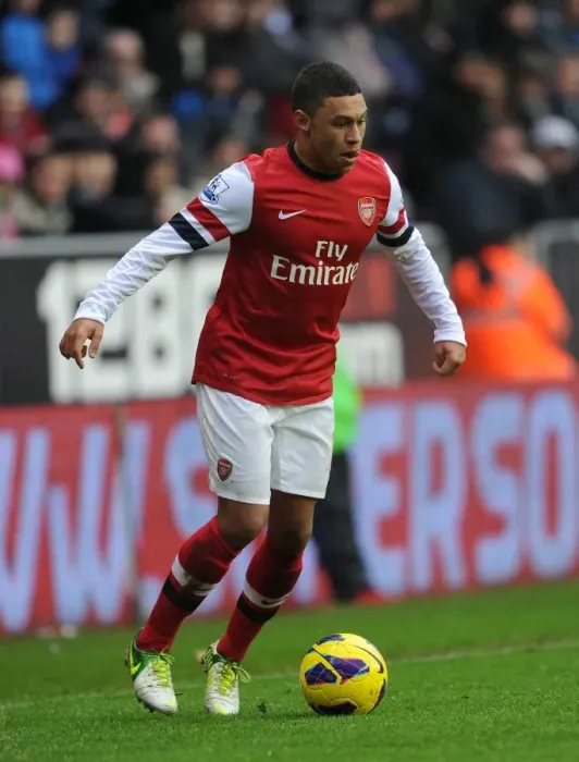 Framed Print : Alex Oxlade-Chamberlain (Arsenal). Wigan Athletic 0: 1 Arsenal. Barclays Premier League