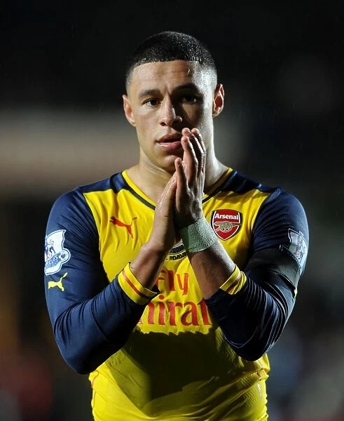 Alex Oxlade-Chamberlain Celebrates with Arsenal Fans after Swansea Victory, 2014-15