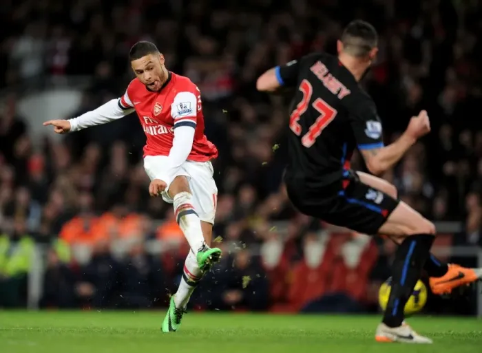 Framed Print : Alex Oxlade-Chamberlain Scores the Second Goal Against Crystal Palace in the Premier League (Arsenal v Crystal Palace 2013-14) Framed Print : Alex Oxlade-Chamberlain Scores the Second Goal Against Crystal Palace in the Premier League (Arsenal v Crystal Palace 2013-14)