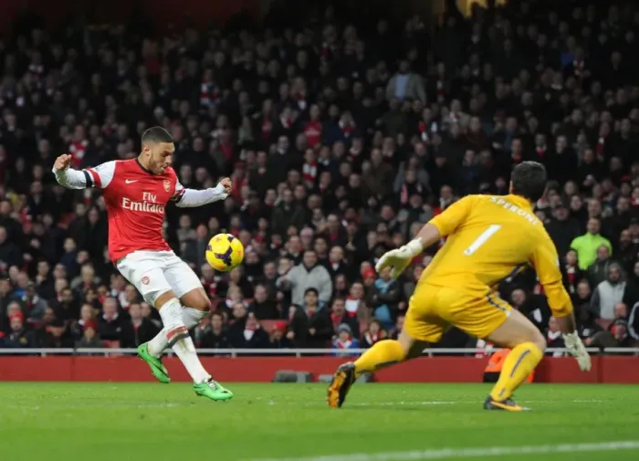 Framed Print : Alex Oxlade-Chamberlain Scores the Winner: Arsenal vs. Crystal Palace, Premier League 2013-14 Framed Print : Alex Oxlade-Chamberlain Scores the Winner: Arsenal vs. Crystal Palace, Premier League 2013-14