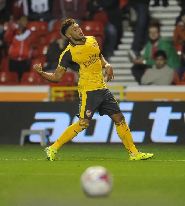 Framed Print : Alex Oxlade-Chamberlain's Brace: Arsenal's 4-0 Domination Over Nottingham Forest in EFL Cup Third Round Framed Print : Alex Oxlade-Chamberlain's Brace: Arsenal's 4-0 Domination Over Nottingham Forest in EFL Cup Third Round
