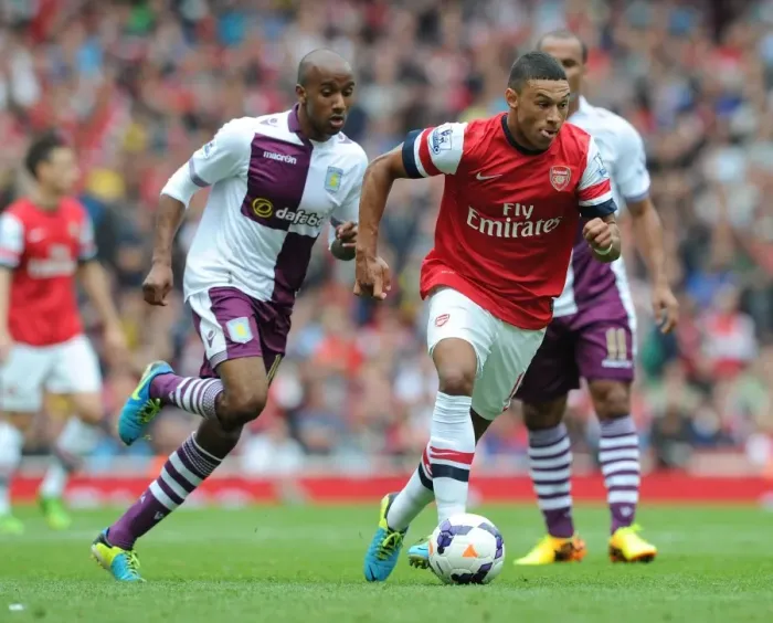 Framed Print : Alex Oxlade-Chamberlain's Slick Move Past Fabian Delph: A Standout Moment from Arsenal vs. Aston Villa (2013)