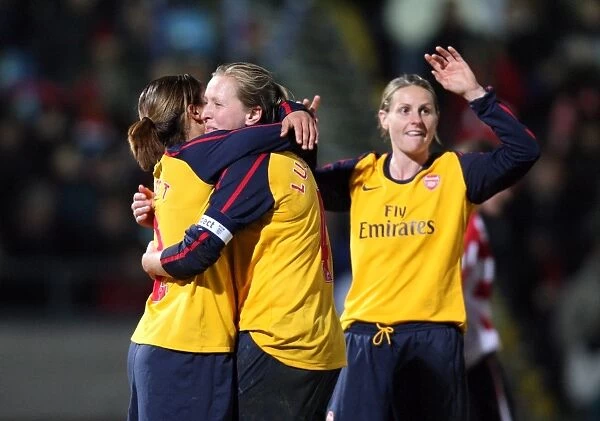 Alex Scott, Jayne Ludlow, and Kelly Smith: Arsenal Ladies Celebrate Historic 5-0 Win in FA Premier League Cup Final