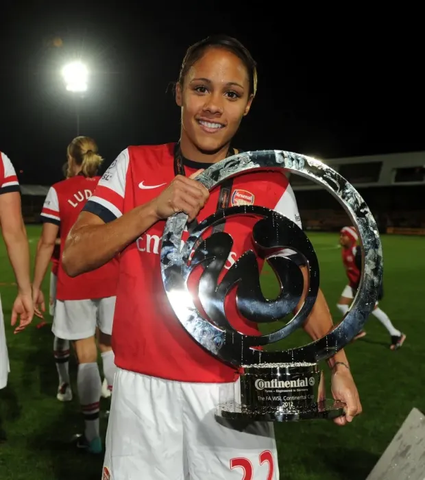 Framed Print : Alex Scott Lifts the FA WSL Continental Cup with Arsenal Ladies FC after Victory over Birmingham City