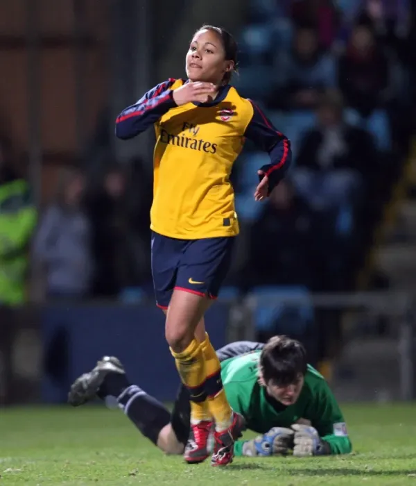 Framed Print : Alex Scott's Euphoric Moment: Arsenal's 4th Goal in 5:0 FA Premier League Cup Final Victory