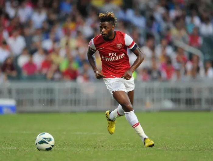 Framed Print : Alex Song: In Action for Arsenal FC Against Kitchee, 2012 Framed Print : Alex Song: In Action for Arsenal FC Against Kitchee, 2012