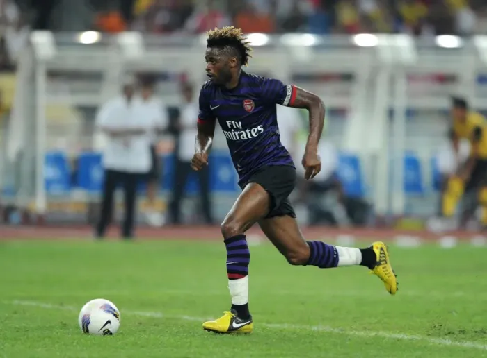 Framed Print : Alex Song in Action: Arsenal vs Malaysia XI, 2012 Framed Print : Alex Song in Action: Arsenal vs Malaysia XI, 2012