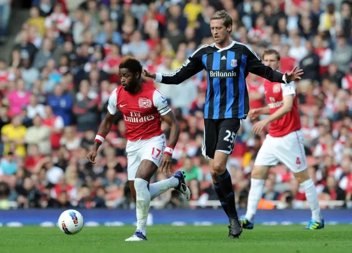 Framed Print : Alex Song Scores the Game-Winning Goal: Arsenal Triumphs 3-1 over Stoke City in the Premier League Framed Print : Alex Song Scores the Game-Winning Goal: Arsenal Triumphs 3-1 over Stoke City in the Premier League