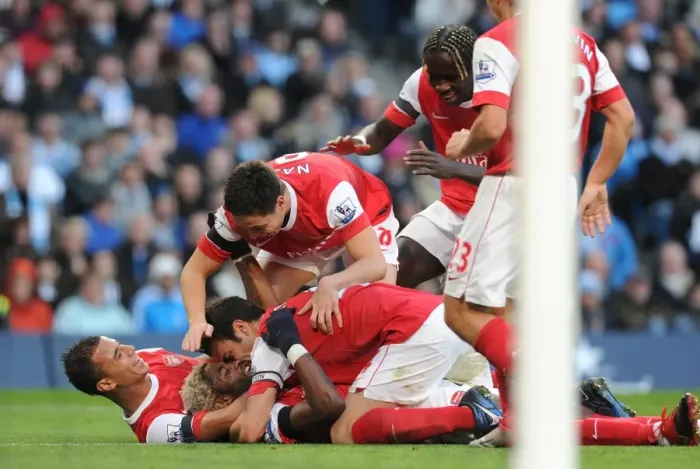 Framed Print : Alex Song's Brace: Arsenal's Triumphant 3-0 Victory Over Manchester City in 2010