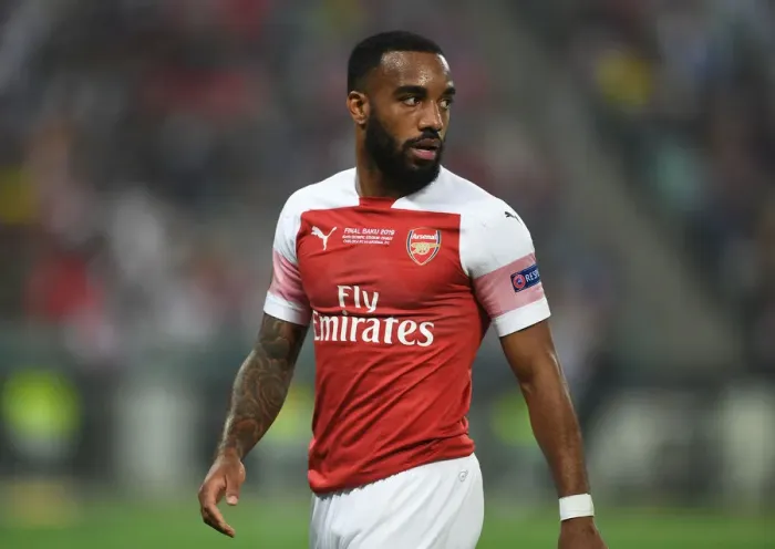 Framed Print : Alexandre Lacazette at the 2019 Europa League Final: Arsenal vs. Chelsea in Baku