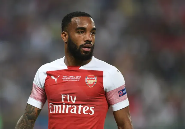 Framed Print : Alexandre Lacazette at the 2019 Europa League Final: Arsenal vs. Chelsea in Baku