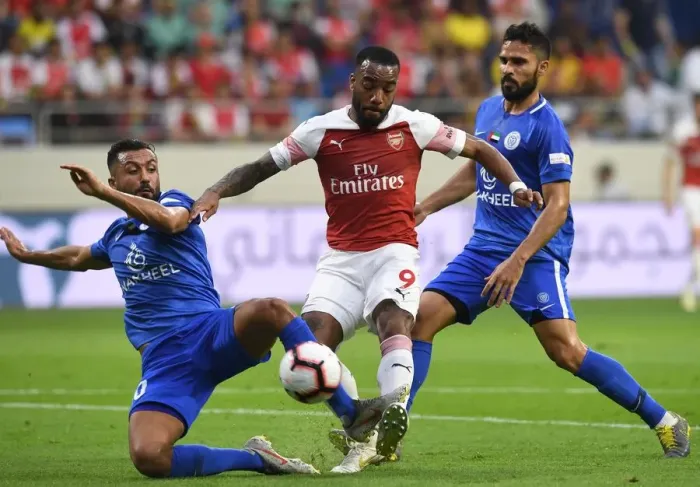 Framed Print : Alexandre Lacazette in Action: Al-Nasr Dubai SC vs Arsenal Friendly (2018-19) Framed Print : Alexandre Lacazette in Action: Al-Nasr Dubai SC vs Arsenal Friendly (2018-19)