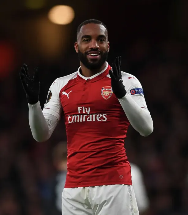 Framed Print : Alexandre Lacazette in Action: Arsenal vs. CSKA Moscow, UEFA Europa League Quarterfinals