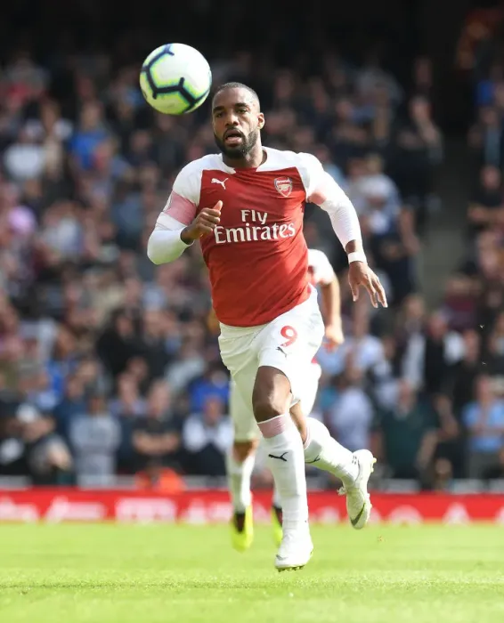 Framed Print : Alexandre Lacazette in Action: Arsenal vs. West Ham United, Premier League 2018-19