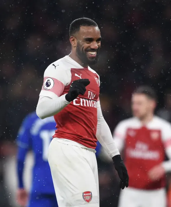 Framed Print : Alexandre Lacazette in Action: Arsenal vs. Cardiff City, Premier League 2018-19
