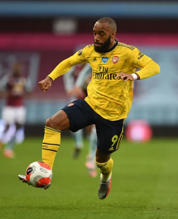 Framed Print : Alexandre Lacazette in Action: Arsenal vs. Aston Villa, Premier League 2019-2020