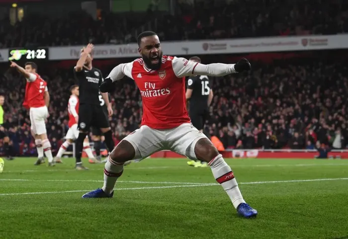 Framed Print : Alexandre Lacazette in Action: Arsenal vs Brighton, Premier League
