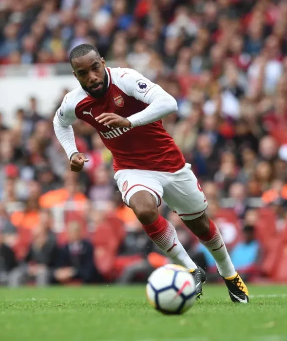 Framed Print : Alexandre Lacazette in Action: Arsenal vs Brighton & Hove Albion, Premier League 2017-18