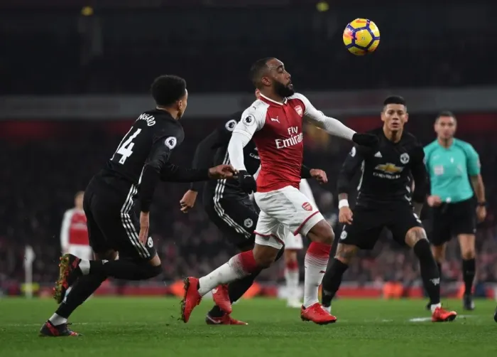 Framed Print : Alexandre Lacazette in Action: Arsenal vs Manchester United, Premier League 2017-18 Framed Print : Alexandre Lacazette in Action: Arsenal vs Manchester United, Premier League 2017-18