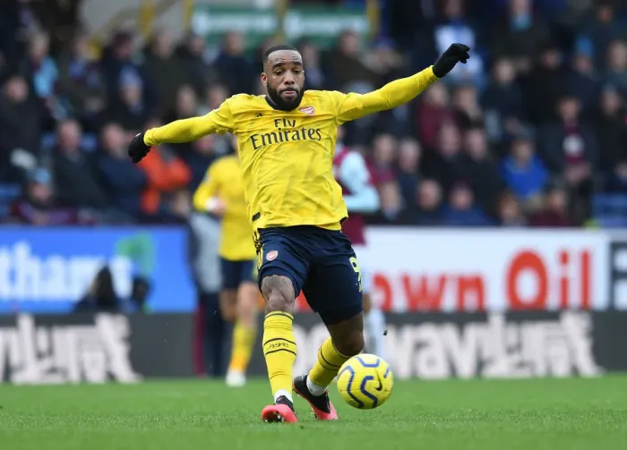 Framed Print : Alexandre Lacazette in Action: Burnley vs Arsenal, Premier League 2019-2020