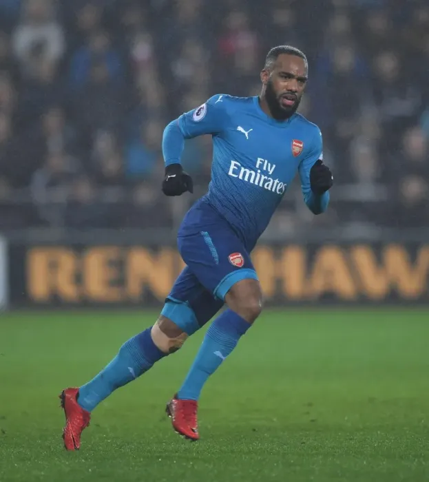 Framed Print : Alexandre Lacazette in Action: Swansea City vs Arsenal, Premier League 2017-18