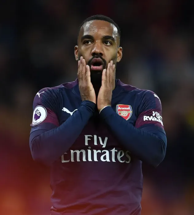 Framed Print : Alexandre Lacazette in Action: Wolverhampton Wanderers vs. Arsenal FC, Premier League 2018-19