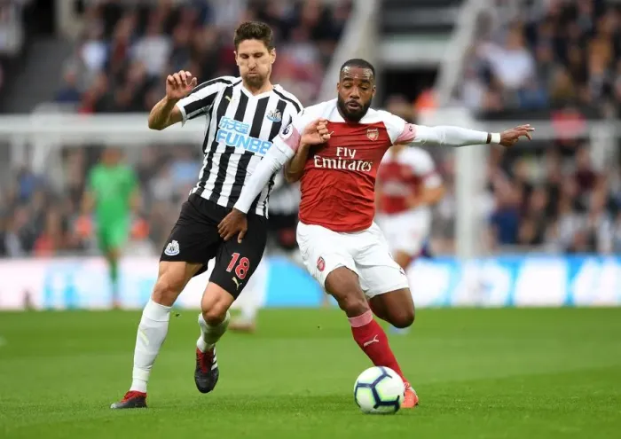 Framed Print : Alexandre Lacazette (Arsenal) Federico Fernandez (Newcastle). Newcastle United 1 Framed Print : Alexandre Lacazette (Arsenal) Federico Fernandez (Newcastle). Newcastle United 1