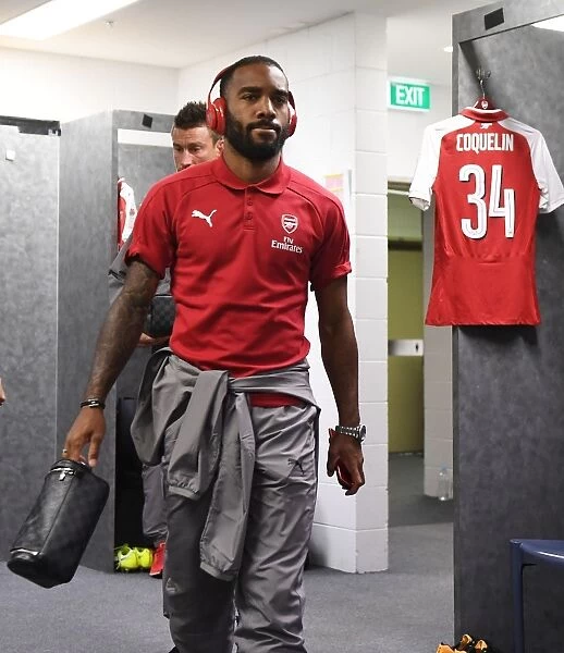 Alexandre Lacazette in Arsenal's Changing Room Before Sydney Wanderers Match