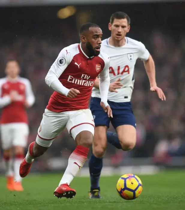 Framed Print : Alexandre Lacazette Faces Off Against Tottenham Hotspur in the Premier League