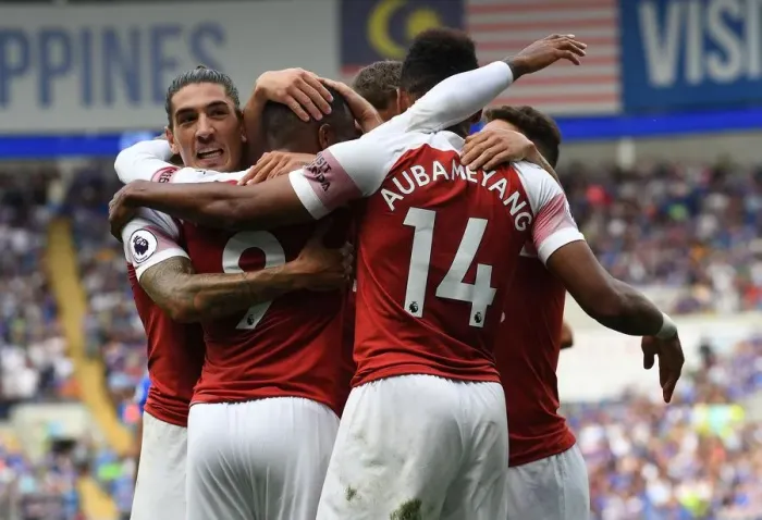 Framed Print : Alexandre Lacazette and Hector Bellerin Celebrate Arsenal's Third Goal vs Cardiff City Framed Print : Alexandre Lacazette and Hector Bellerin Celebrate Arsenal's Third Goal vs Cardiff City