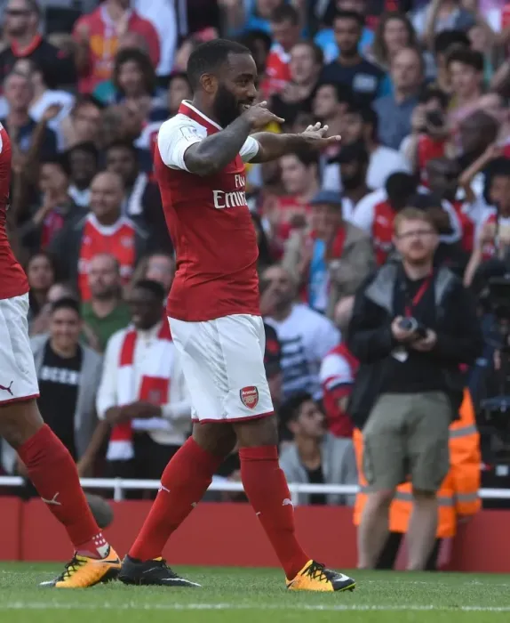 Framed Print : Alexandre Lacazette Scores for Arsenal against Sevilla at Emirates Cup 2017-18
