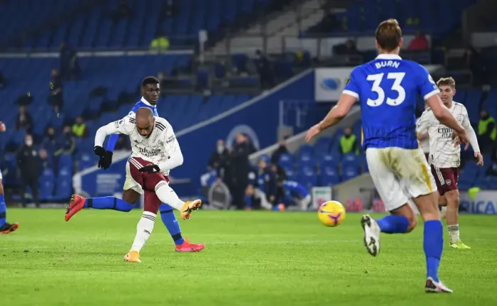 Framed Print : Alexandre Lacazette Scores: Arsenal's Premier League Victory Over Brighton (December 2020)