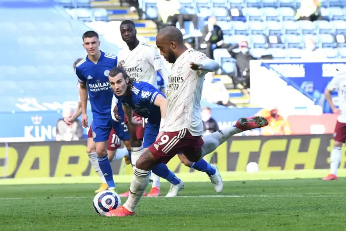 Framed Print : Alexandre Lacazette Scores Arsenal's Second Goal: Leicester City vs Arsenal - The King Power Stadium Thriller (Premier League 2020-21)