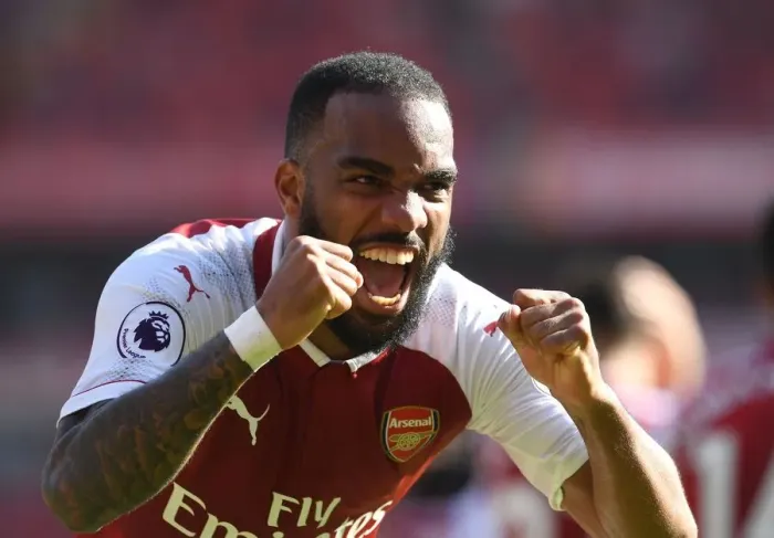 Framed Print : Alexandre Lacazette Scores Arsenal's Second Goal Against Burnley: Celebrating at Emirates Stadium (2017-18) Framed Print : Alexandre Lacazette Scores Arsenal's Second Goal Against Burnley: Celebrating at Emirates Stadium (2017-18)