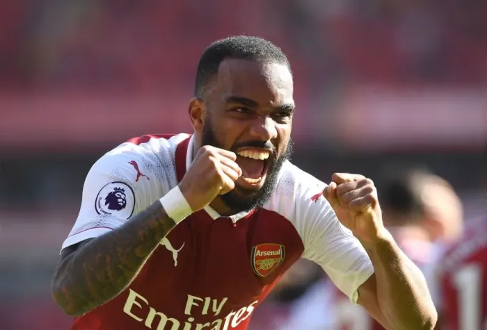 Framed Print : Alexandre Lacazette Scores Arsenal's Second Goal vs Burnley (2017-18)