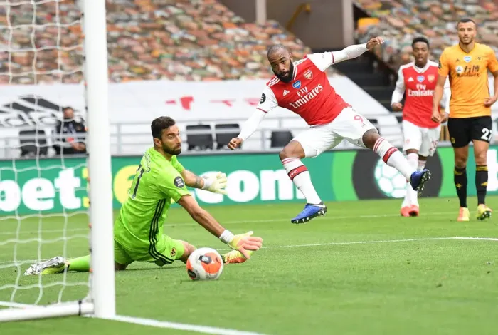 Framed Print : Alexandre Lacazette Scores Arsenal's Second Goal: Wolverhampton Wanderers vs Arsenal, Premier League 2019-2020 (July 4, 2020) Framed Print : Alexandre Lacazette Scores Arsenal's Second Goal: Wolverhampton Wanderers vs Arsenal, Premier League 2019-2020 (July 4, 2020)