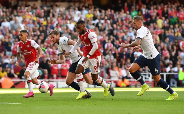 Framed Print : Alexandre Lacazette Scores First Goal: Arsenal Defeats Tottenham in Premier League 2019-20