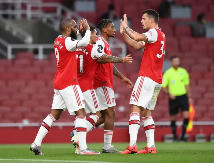 Framed Print : Alexandre Lacazette Scores First Goal in Empty Arsenal Stadium: Arsenal vs. Liverpool (2019-2020) Framed Print : Alexandre Lacazette Scores First Goal in Empty Arsenal Stadium: Arsenal vs. Liverpool (2019-2020)