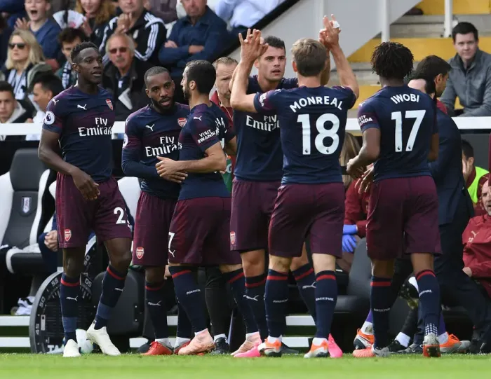 Framed Print : Alexandre Lacazette Scores First Goal: Fulham FC vs. Arsenal FC, Premier League 2018-19