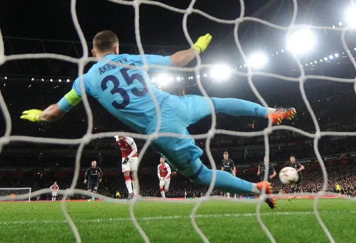 Framed Print : Alexandre Lacazette Scores Against Igor Akinfeev: Arsenal FC vs CSKA Moskva, UEFA Europa League Quarterfinal Framed Print : Alexandre Lacazette Scores Against Igor Akinfeev: Arsenal FC vs CSKA Moskva, UEFA Europa League Quarterfinal